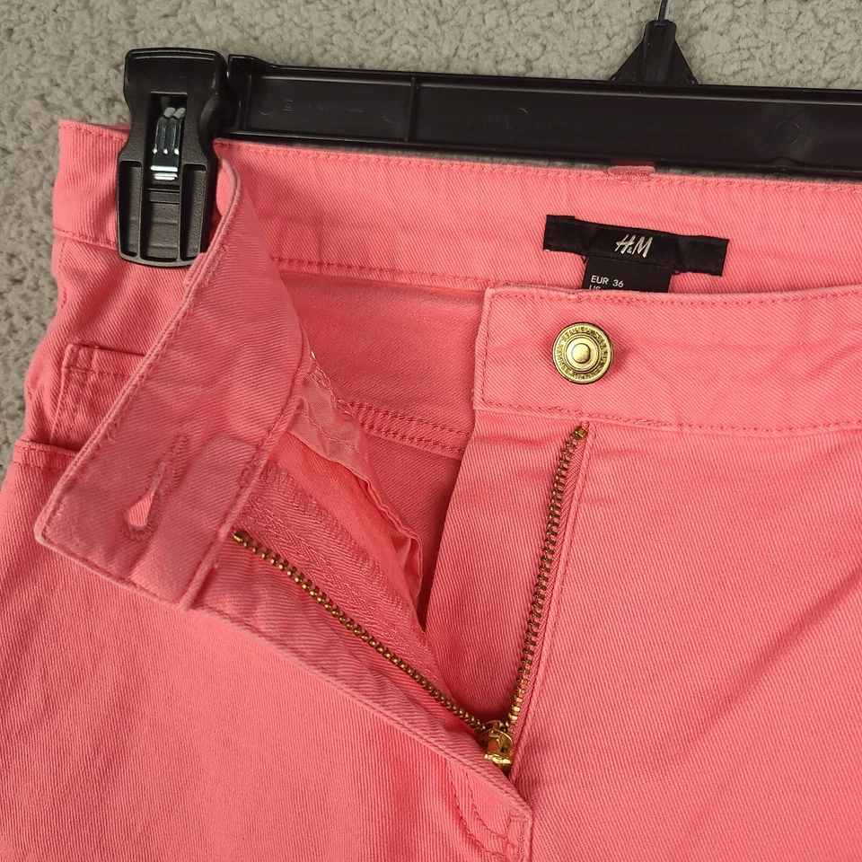 Pantalones H&M para mujer talla 6 color melocotón tiro medio ajustados pierna recta 27x29 Foto 3 de 4