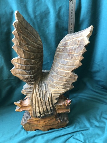 Vintage Ukrainian HAND CARVED WOODEN SCULPTURE Eagle (#1106) - Picture 11 of 11