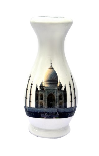 Taj Mahal Pattern Wooden Vase With Artificial Flower For Home Office Decoration - 第 2/5 張圖片