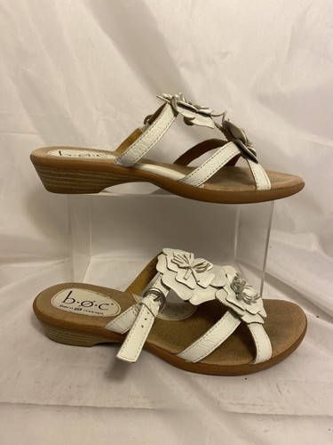 BOC Womens Floral Sandals Size 6 White *B - Picture 2 of 7