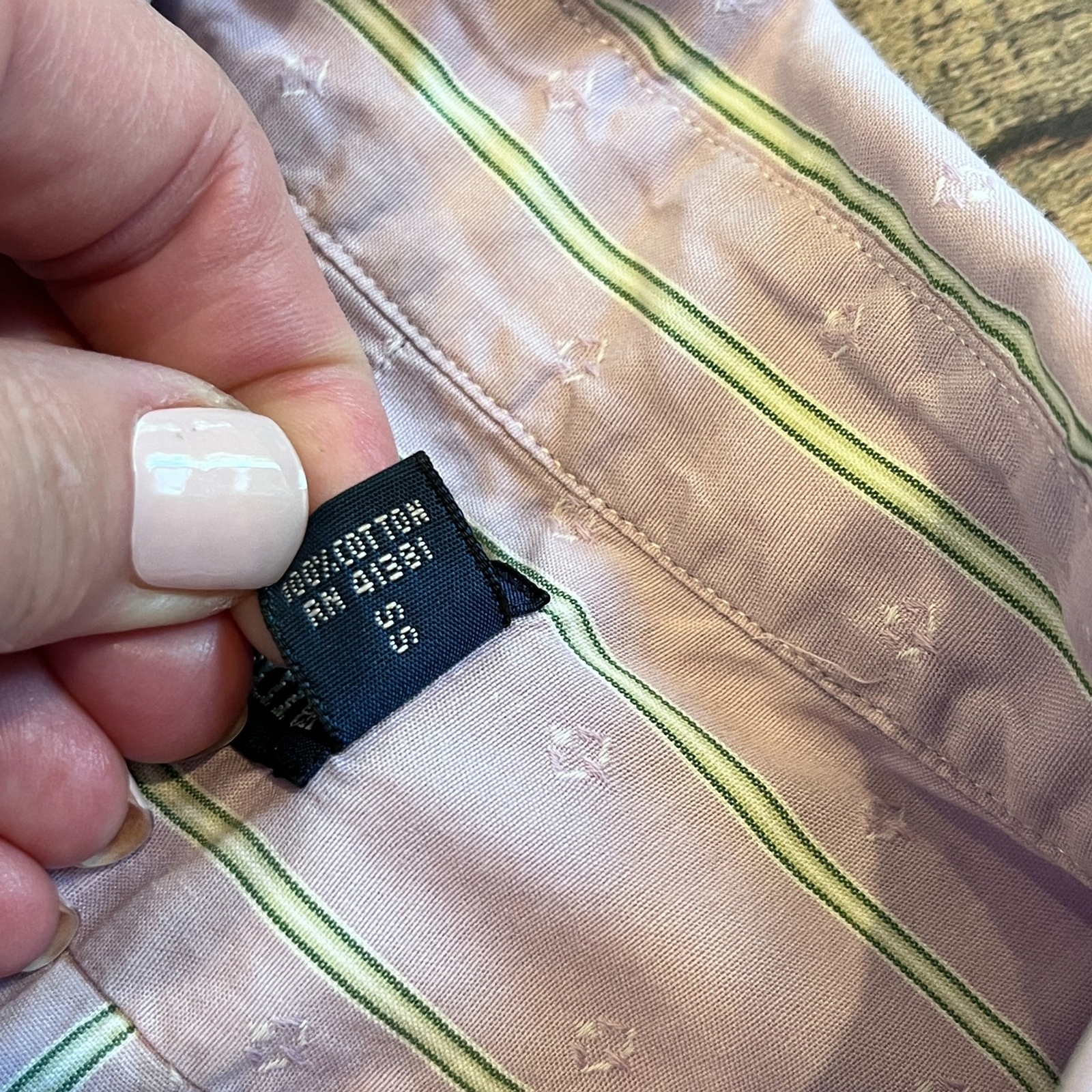 POLO Ralph Lauren Purple Dress Shirt Green Stripes Large Office Work Career thumbnail 7