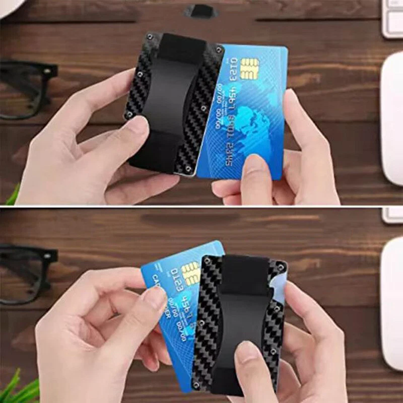 RFID Blocking Slim Wallet Carbon Fibre Credit Card Holder Anti-Theft - Image 4 of 4