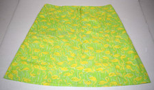 Vintage Lilly Pulitzer Liza Skirt Size M/L 70s Yellow Green Frolicking Flamingos