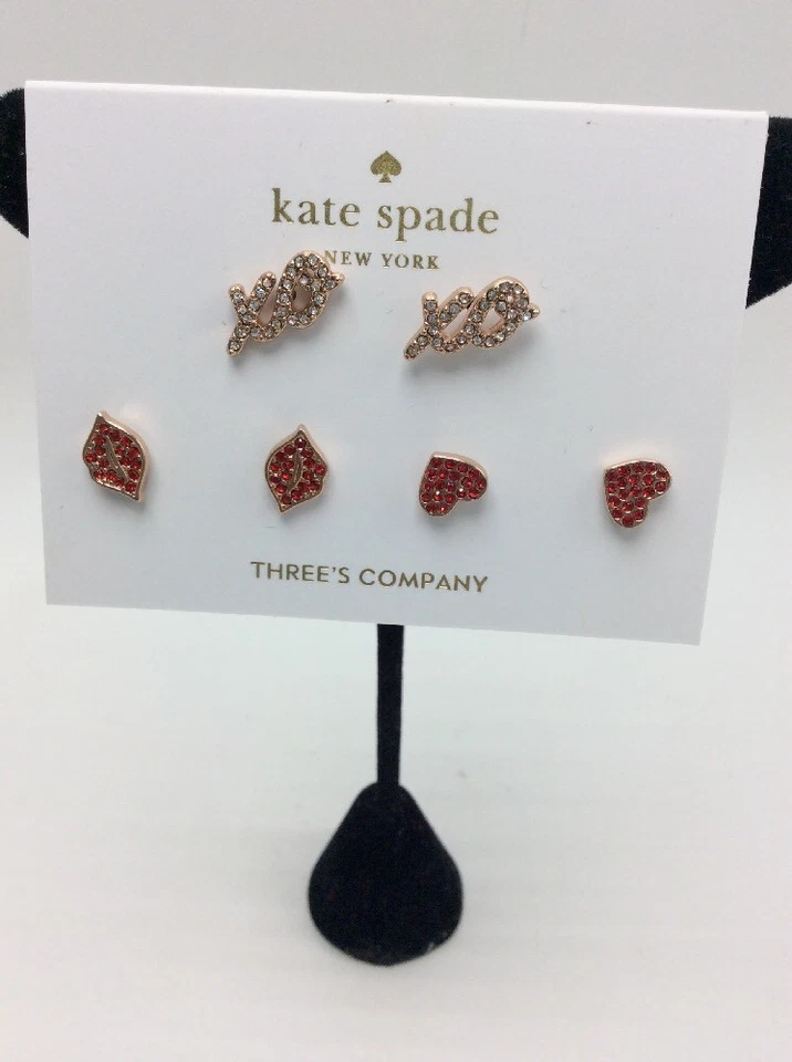 $68 Kate Spade Things qe love 3 pares aretes labios corazones xo Z48 Foto 2 de 4
