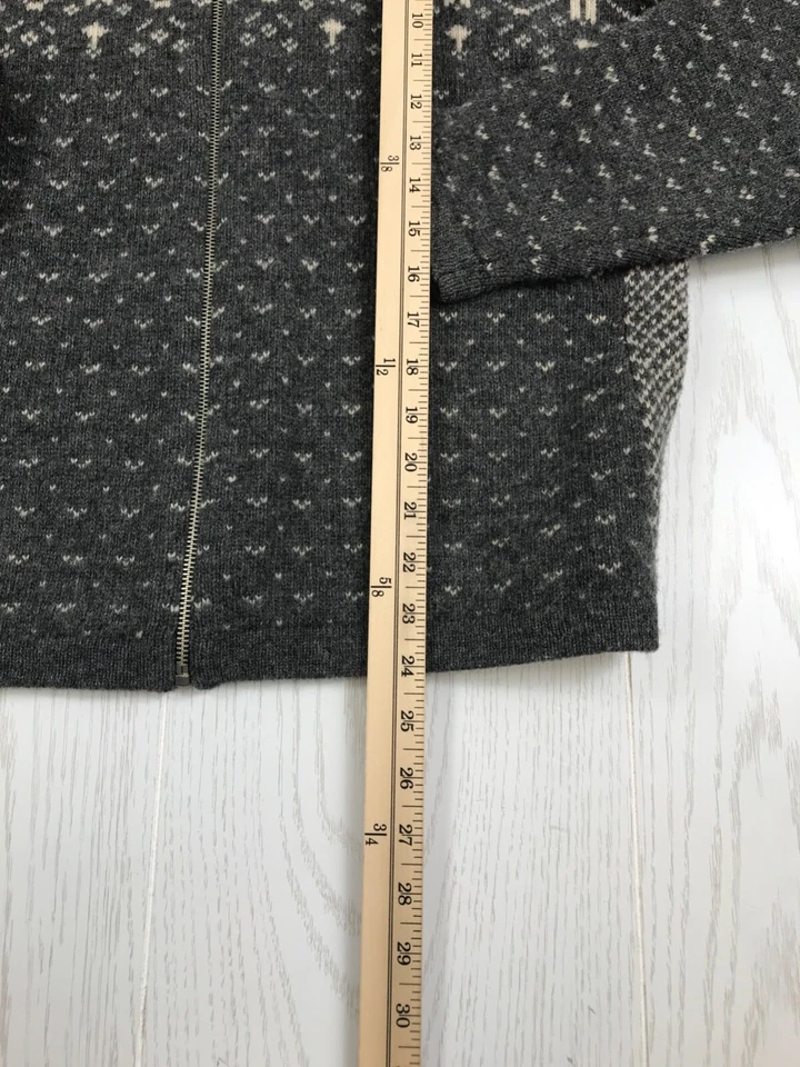 Vintage Lambswool Sweater Womens L Maurices Gray White Fair Isle Full Zip 90s - Изображение 4 из 4