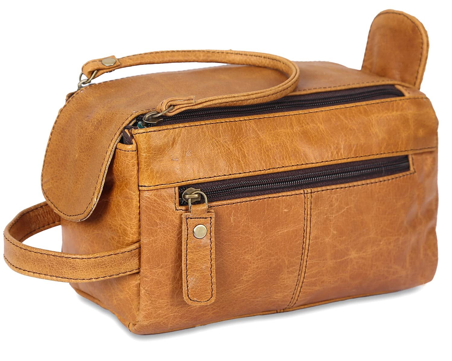 Toiletry Bag for Men - Travel Toiletry Bag for Men - Leather Dopp Kit Shaving...-image