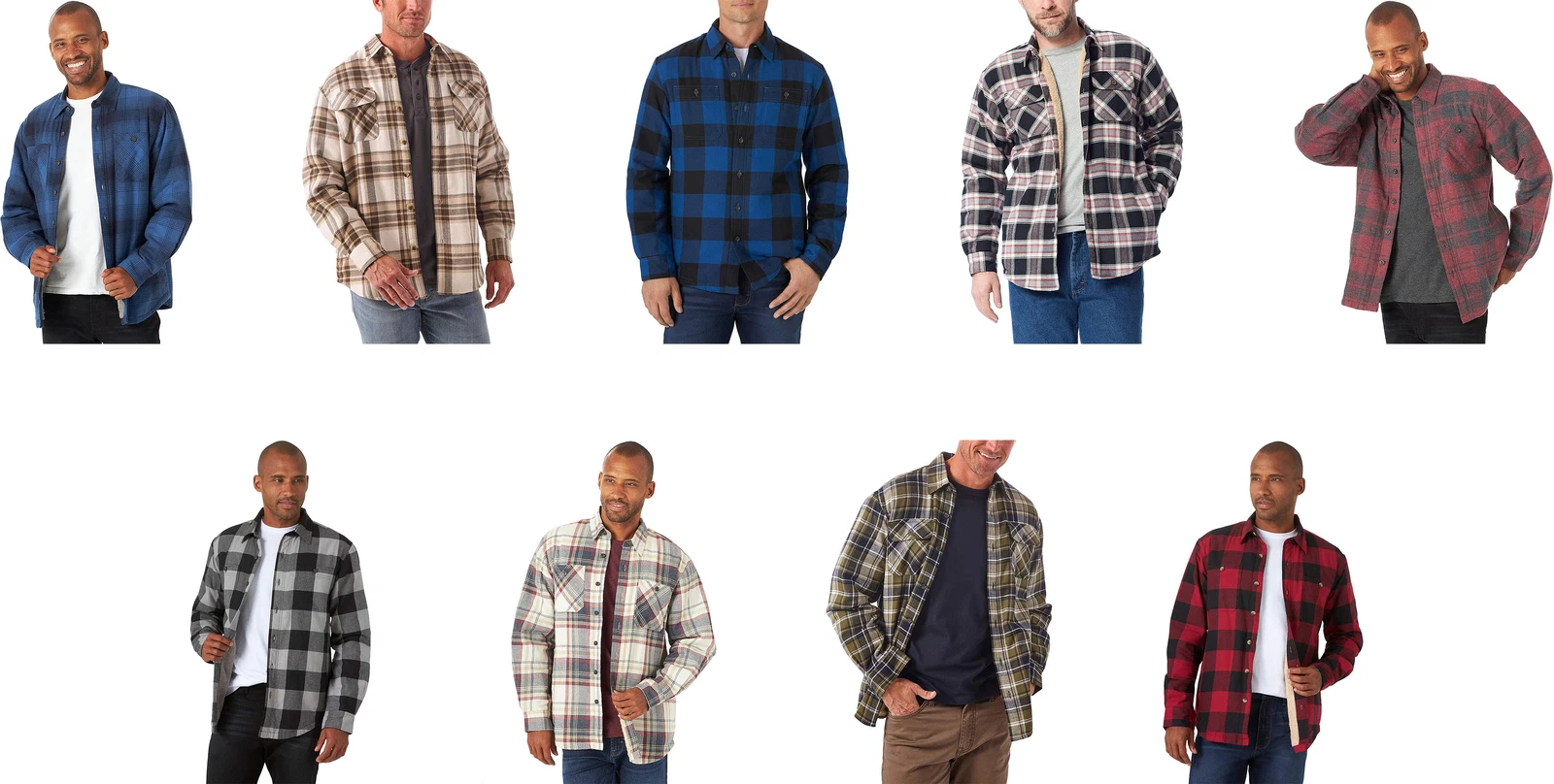Wrangler Authentics Men’s Long Sleeve Sherpa Lined Flannel Shirt Jacket