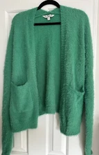 Artsy Davi & Dani Size M Open Front Cardigan SWEATER  Fuzzy Pockets
