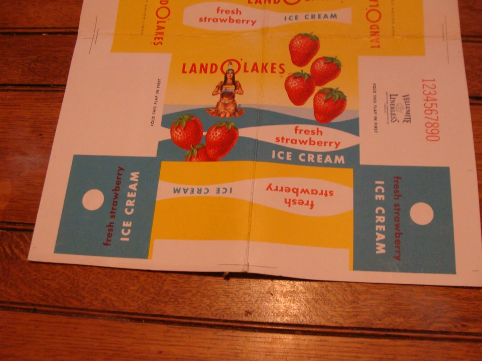 Póster de muestra impreso vintage: helado de fresa Land O' Lakes, 15x19"; #7942 Foto 2 de 3