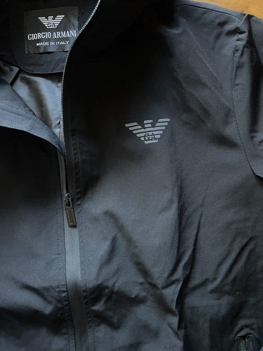 Giorgio Armani Men's Logo Print Hooded Blouson Jacket Size XL