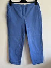 John Lewis Women's Trousers UK 10 Stretchy Blue Cotton Tapered Cropped Leg VGC