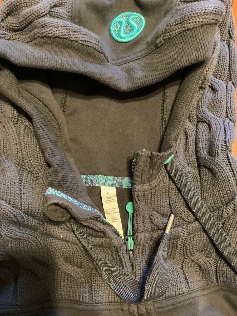 Lululemon gray full zip scuba hoodie with logo knit hood size 6 | eBay
