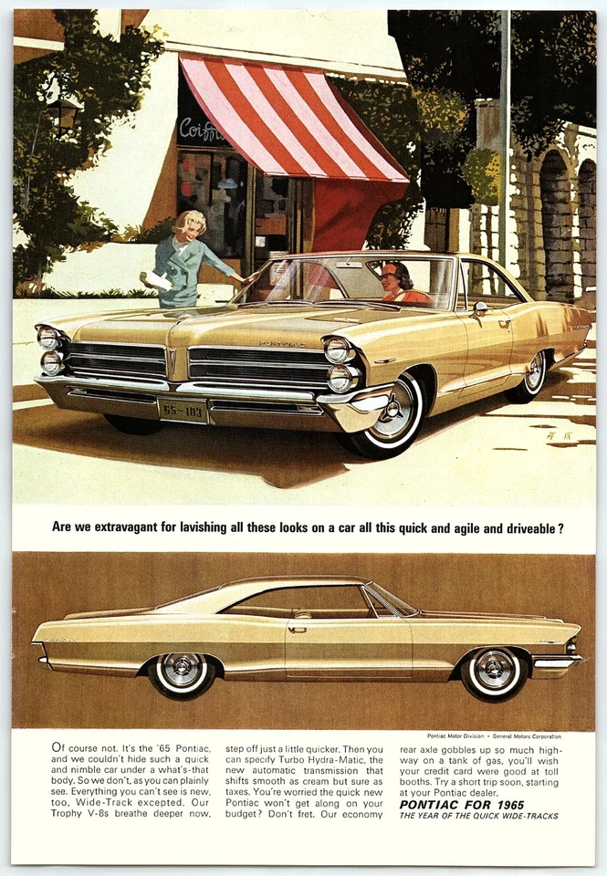 1965 PONTIAC WIDE-TRACK V8 COUPE VINTAGE ADVERTISEMENT Z1229 - Image 2 of 3