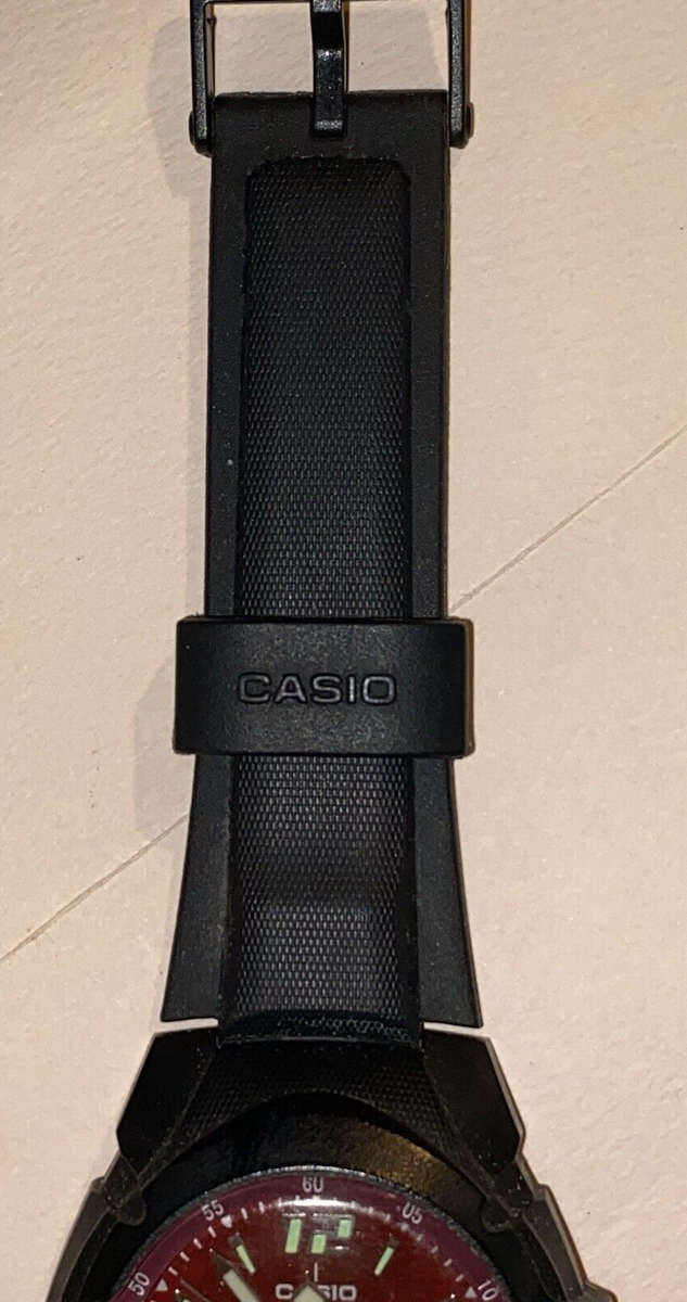 Casio HD Watch Men 39mm Black 2719 MW-60 RED Dial 37mm 100M Date