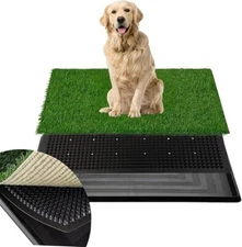 FluffyDream Dog Grass Pad w/ Tray – 20"x25" Artificial Grass Potty, New!