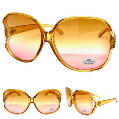 Oversized Exaggerated Vintage Retro Style SUN GLASSES Huge X-Large Brown Frame