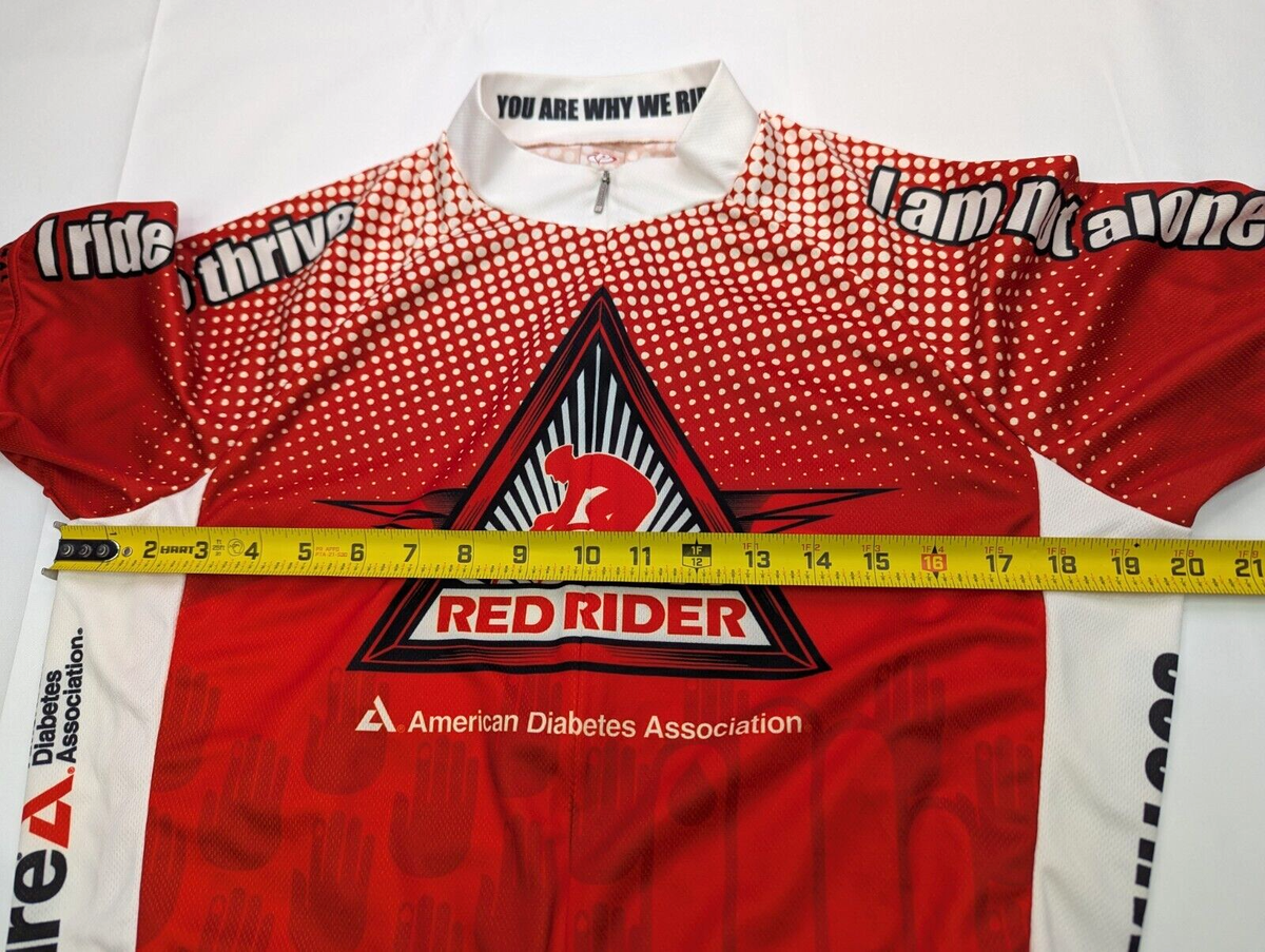 Maillot Cyclisme PRIMAL Homme M - Rouge 'Tour De Diabète' - Manches Courtes, Zip