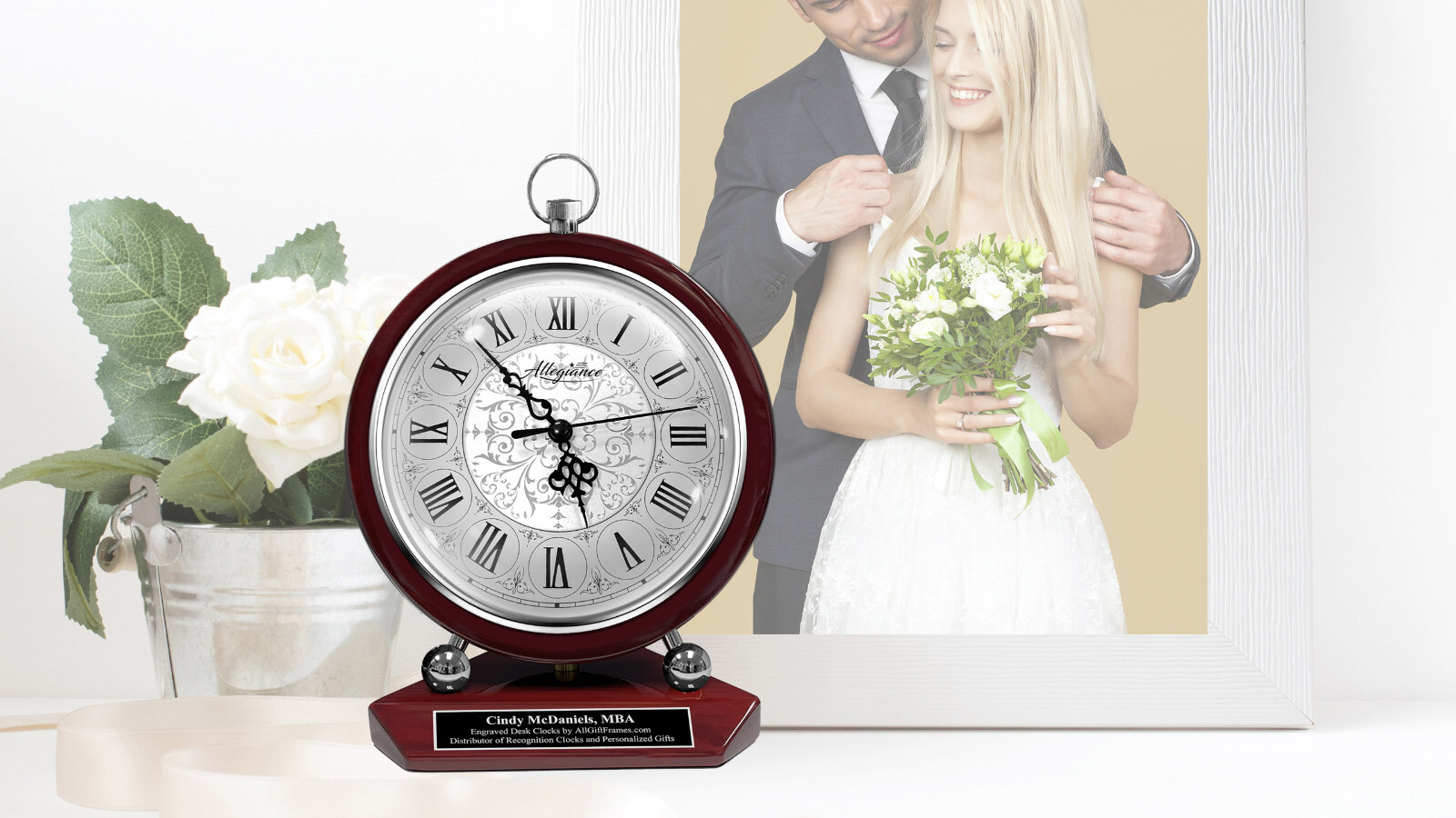 Engraved Clock Personalized Gift Wedding Anniversary Retirement Promotion Award