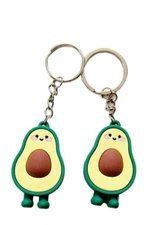 Avocado Keychain Lot 2, Silicone 3D Keyrings Kawaii Happy Half Fruit w/Pit Gifts