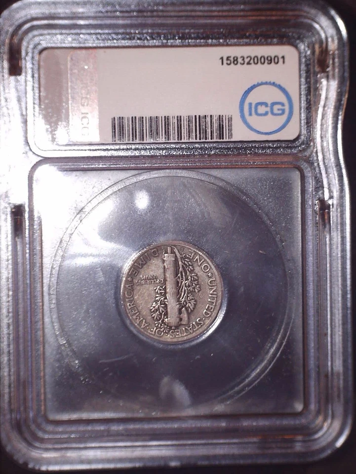 1921-D  Mercury Dime, ICG, VF20, Key Date, Issue Free - Image 3 of 4