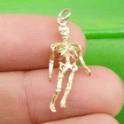 Moveable Skeleton 3D Small Charm Pendant Genuine 375 9ct 9k Yellow Gold, C2073