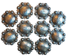 10 Western Horse Tack Antique Berry Saddle Conchos  1-1/2" screw back USA