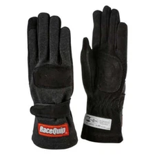 Racequip Premium 355 Series Black Large Double Layer Racing SFI-5 Gloves 355005