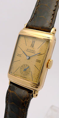 ROLEX CHRONOMETER 14kt ROTGOLD HERRENUHR + ORIGINAL ROLEX GANGSCHEIN von 1942