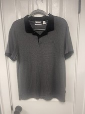 CALVIN KLEIN Men s Polo Shirt Short Sleeve CK Logo Black Stripe Large