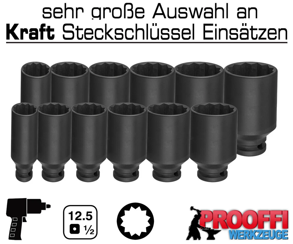 KRAFT Schlagschrauber Nuss 1/2" Stecknuss 30 mm / 12-Kant Vielzahn Profil Lang - Bild 3 von 3