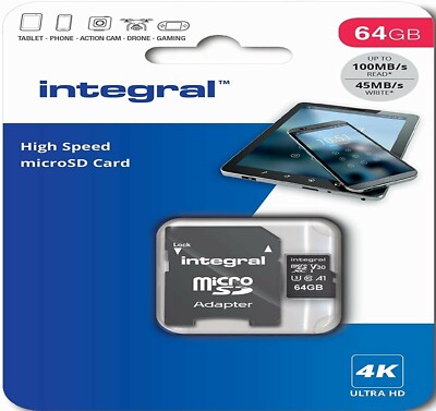 64GB Micro SD/SD Speicherkarte U3 TF C10 für Indoor/Outdoor CCTV Kamera 4K Video