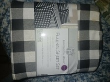 BRAND NEW Queen black plaid flannel sheet set