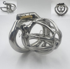 Ergonomic Stainless Steel Stealth Lock Male Chastity Device Cage with Tube Ring