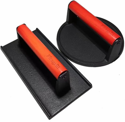 Firsgrill Heavy-Duty Cast Iron Burger Press with Wood Handle for Griddles