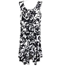 Vintage Carole Little Womens Black White Floral Mini Dress 8