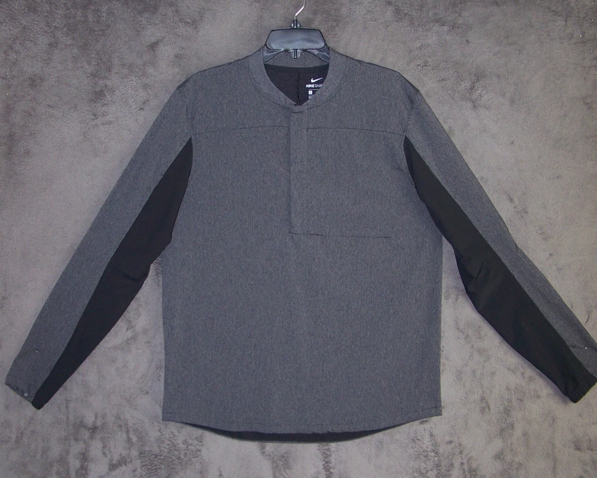 NIKE Shirt Adult Medium Gray Active Nike Shield Long Sleeve Inside Pocket Mens