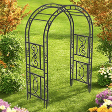 Black Metal Garden Arch Pergola Trellis Frame for Climbing Plants Archway