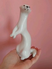 1950s VINTAGE RETRO LOMONOSOV USSR RUSSIAN PORCELAIN STANDING WINTER MINK 18.5cm