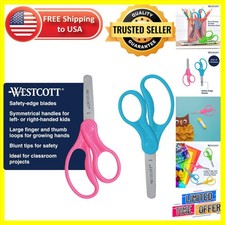 Assorted Colors 5-Inch Kids Scissors - Blunt-Tip, Ambidextrous Design, 2-Pack