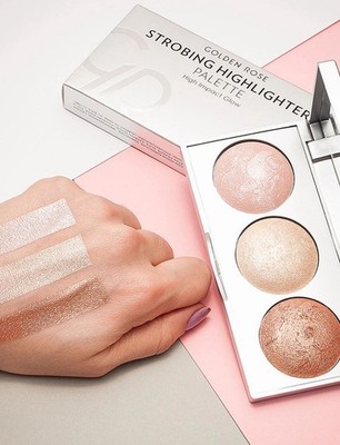 NIB GOLDEN ROSE Strobing Highlighter Palette ~ High Impact Glow ~ 3 Shades
