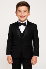 Boys Black Shawl Tuxedo Suit