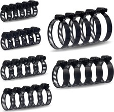 30pcs Black Hose Clamps 6-51mm(1/4"-2") Adjustable Range 304 Stainless Steel 