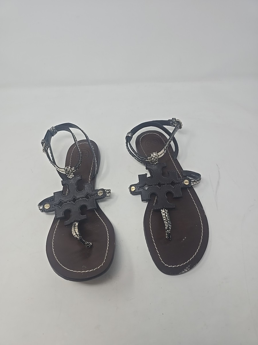 Brown Phoebe Tory Burch Sandal Tory Burch Phoebe Snake-Embossed