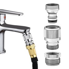 Brass Sink Faucet to Garden Hose Adapter ToolFree Quick Connect Connector