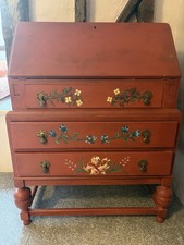 Gorgeous Hand painted William Morris Antique Bureau Writing Desk Drawers