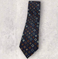 TINO COSMA Silk Tie ITALY Blue Brown Gray Geometric W:4" EUC
