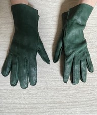 VTG Grain Buck-Skin Deerskin Leather Forest Green Wrist Length Gloves FLAW Sz M