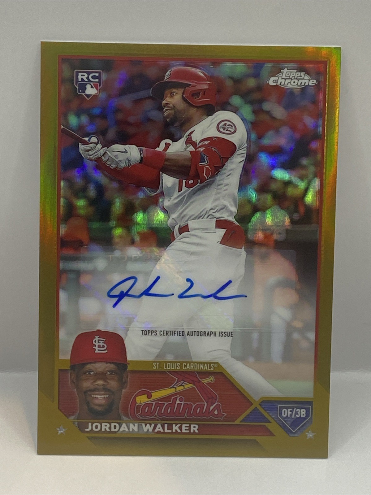 Jordan Walker 2023 Topps Chrome Update Gold Refractor Auto Rookie RC #39/50 SP