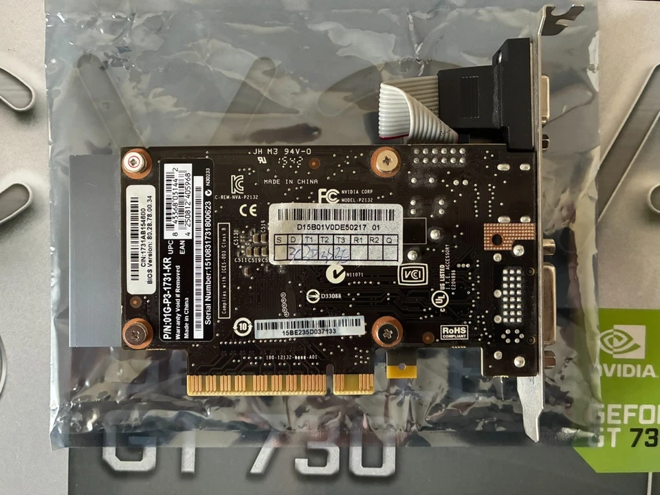 Nvidia ASUS GT 730 1GB DDR3 VGA/HDMI/DVI Graphics Card p/n 01G-P3-1731-KR - Image 2 of 4