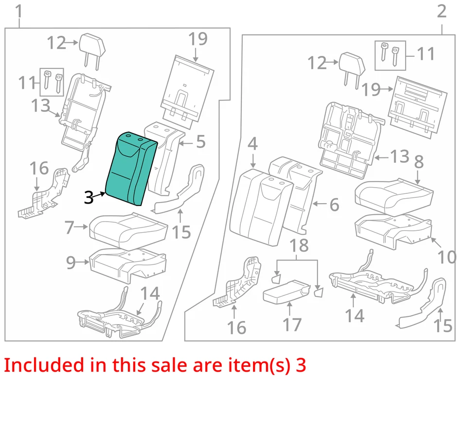 FUNDA GM ASM R SEAT BK CUSH * 19210961 NUEVA OEM 19210961 Foto 2 de 3